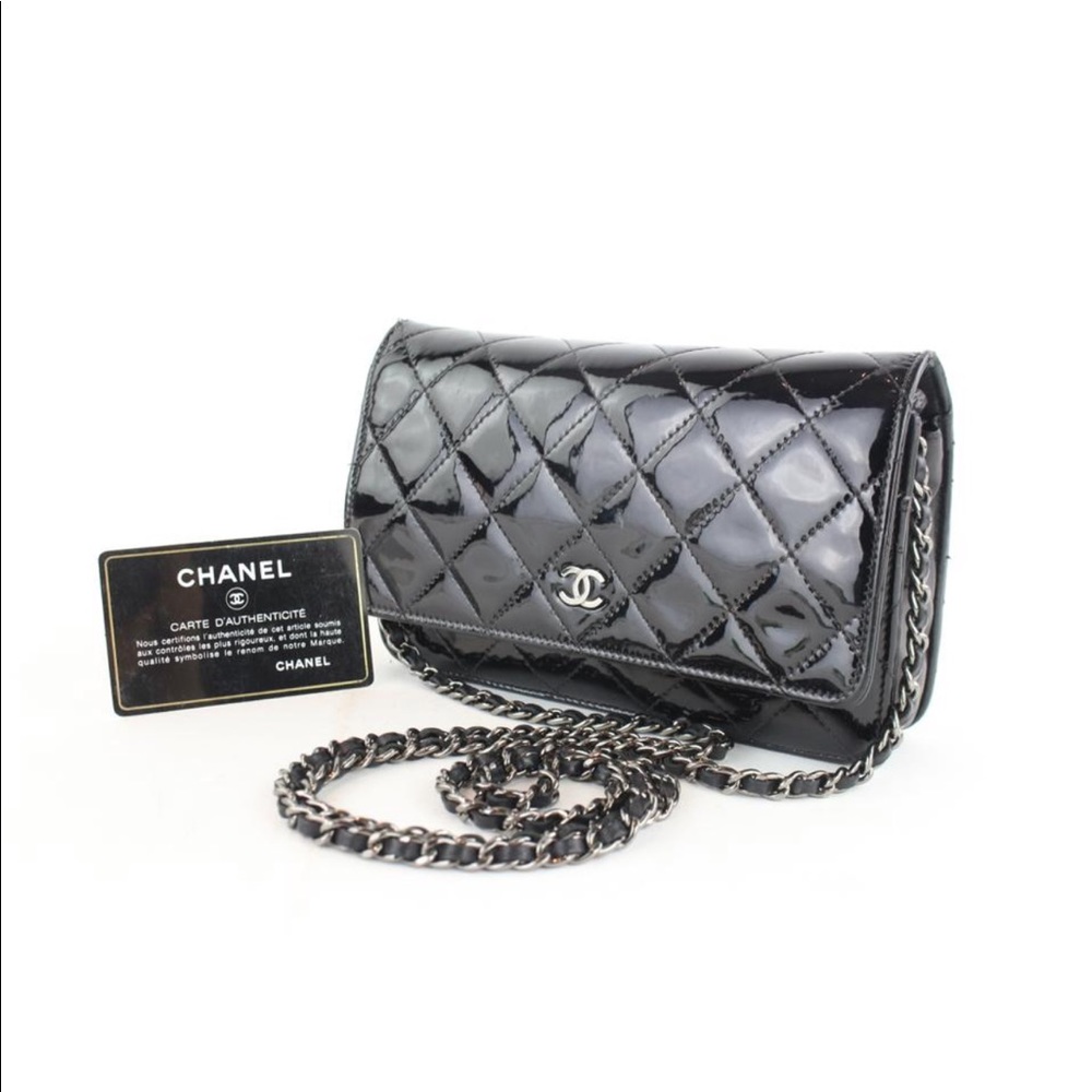 Patent Leather black Chanel quilted WOC